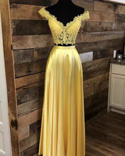 Load image into Gallery viewer, Two Piece Prom Dresses Off Shoulder with Lace