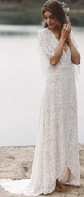 Charger l'image dans la galerie, V Neck Lace Wedding Dresses Bridal Gown