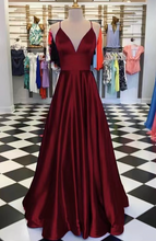 Load image into Gallery viewer, Straps Prom Dresses Floor Length Satin
