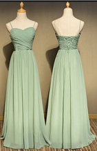 Load image into Gallery viewer, Straps Sage Bridesmaid Dresses For Wedding Party Chiffon Long Length