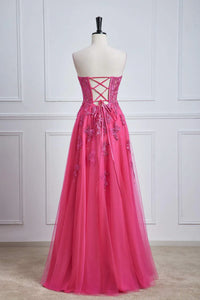 Coral Sweetheart Prom Dresses Fuchsia Floor Length