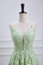 Load image into Gallery viewer, Sage Green Prom Dresses with Appliques Lace