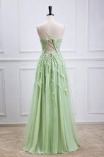 Load image into Gallery viewer, Sage Green Prom Dresses with Appliques Lace