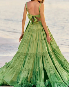Two Piece Prom Dresses V Neck Light Green