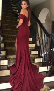 Red Prom Dresses Spandex Long Slit Side