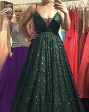 Cargar imagen en el visor de la galería, Prom Dresses Green Sparkly Sequins