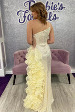 Load image into Gallery viewer, One Shoulder Yellow Prom Dresses Sequin