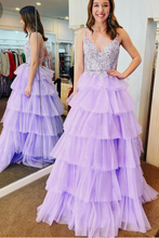 Laden Sie das Bild in den Galerie-Viewer, Orange Prom Dresses Straps Tiered