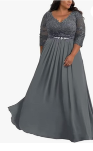 Plus. Size Gray Mother of the Bride Dresses Floor Length
