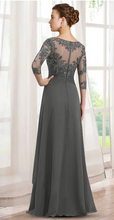 Load image into Gallery viewer, Lace Gray Mother of the Bride Dresses Floor Length