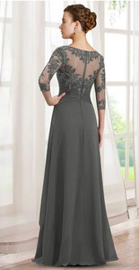 Lace Gray Mother of the Bride Dresses Floor Length