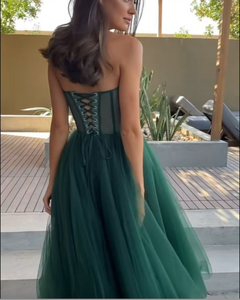 Sweetheart Prom Dresses Tea Length Green