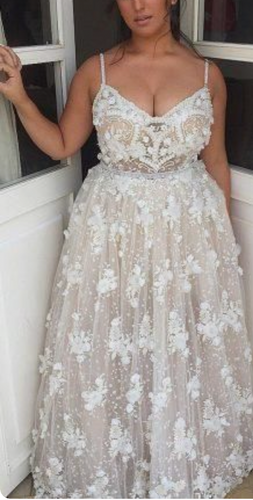 Plus Size Wedding Dresses Bridal Gown with 3D Flowers
