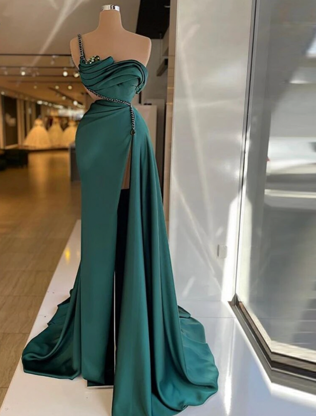 One Shoulder Prom Dresses Sheath Evening Gown