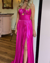 Charger l&#39;image dans la galerie, Gold Halter Prom Dresses Floor Length