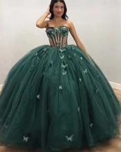 Carica l&#39;immagine nel visualizzatore di Gallery, Ball Gown Green Prom Dresses Princess Gown