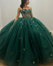 Laden Sie das Bild in den Galerie-Viewer, Ball Gown Green Prom Dresses Princess Gown