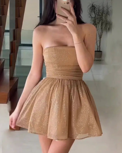 Strapless Short Homecoming Dresses with Bowknot