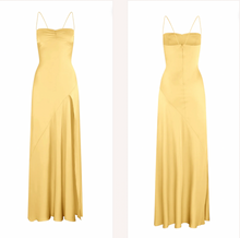 Charger l&#39;image dans la galerie, Yellow Prom Dresses Spaghetti Straps Slit Side Floor Length