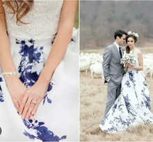 Charger l&#39;image dans la galerie, Royal Blue Floral Wedding Dresses Bridal Gown