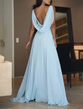 Load image into Gallery viewer, Draped Back Prom Dresses Chiffon Split Side