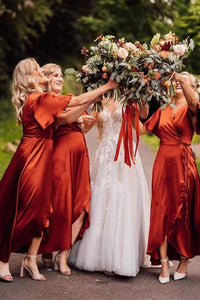 Burnt Orange Bridesmaid Dresses for Wedding Party