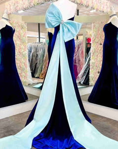 Royal Blue Prom Dresses with Big Bowknot