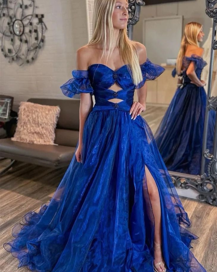 Royal Blue Prom Dresses with Bowknot