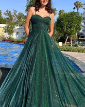 Load image into Gallery viewer, Dark Green Prom Dresses Shiny