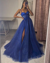 Load image into Gallery viewer, Sparkly Royal Blue Prom Dresses with Corset