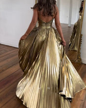 Load image into Gallery viewer, gold prom dresses 