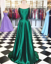 Load image into Gallery viewer, Green Prom Dresses Spaghetti Straps Criss Cross