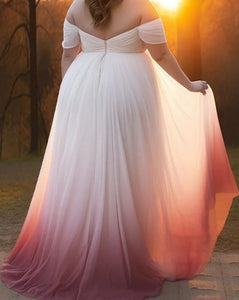 Plus Size Off Shoulder Wedding Dresses Bridal Gown Gradient