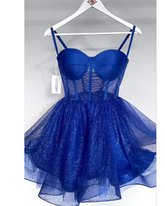 Sparkly Royal Blue Homecoming Dresses Short Prom Gown