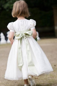 Flower Girl Dresses with Sash Short Sleeves