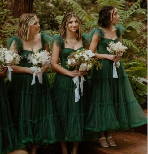 Ankle Length Olive Green Bridesmaid Dresses for Wedding