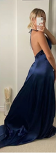 Load image into Gallery viewer, Halter Slit Side Prom Dresses Backless