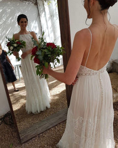 V Neck Wedding Dresses Bridal Gown with Appliques