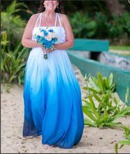 Load image into Gallery viewer, White Blue Ombre Wedding Dresses Bridal Gown