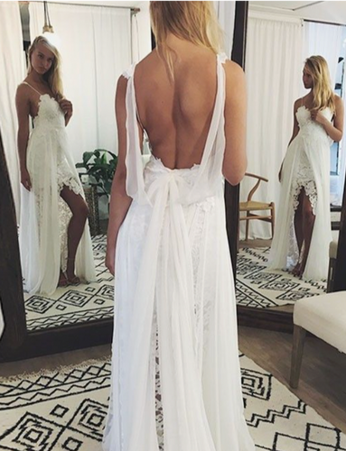 Backless Wedding Dresses Bridal Gown Slit Side Lace