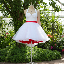 Laden Sie das Bild in den Galerie-Viewer, 1950 Halter Knee Length Wedding Dresses Bridal Gown