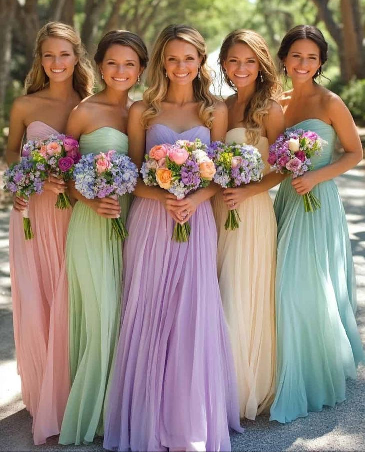Sweetheart Bridesmaid Dresses Chiffon Floor Length