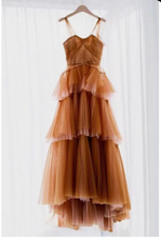 Cargar imagen en el visor de la galería, Dark Orange Prom Dresses Tired Floor Length