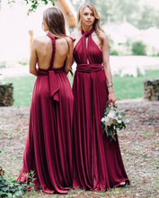 Laden Sie das Bild in den Galerie-Viewer, Bridesmaid Dresses Dark Red Convertible Floor Length