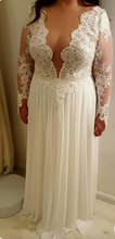 Load image into Gallery viewer, Deep V Neck Wedding Dresses Bridal Gown with Sleeves