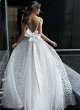 Load image into Gallery viewer, Deep V Neck Wedding Dresses Bridal Gown Sleeveless