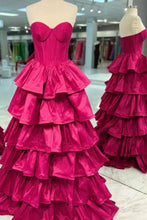 Cargar imagen en el visor de la galería, Fuchsia Prom Dresses Sweetheart Ruffled Layers