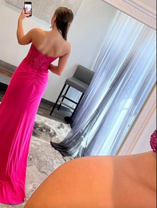 Prom Dresses Sweetheart Fuchsia Slit Side