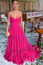 Load image into Gallery viewer, Fuchsia Prom Dresses Spaghetti Straps for Women