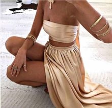 Cargar imagen en el visor de la galería, Olive Green Prom Dresses Two Piece Slit Side